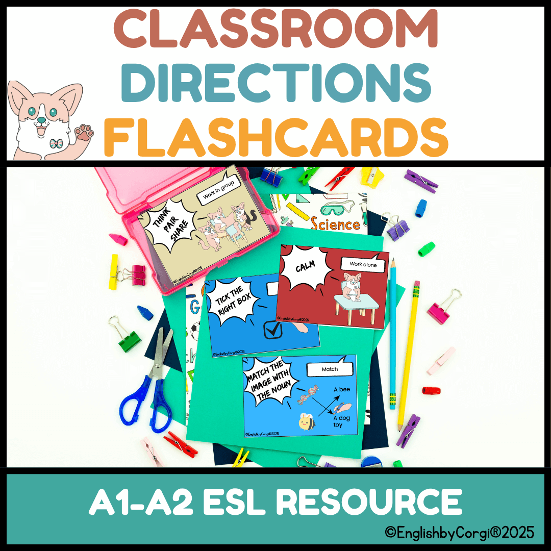 classroom instructions flashcards for ESL learners