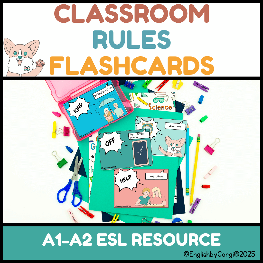 flashcards for ESL classroom behavior