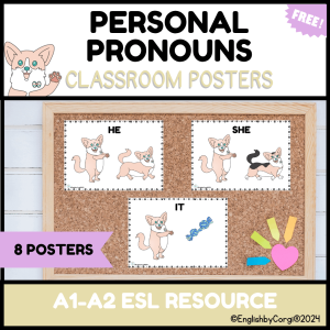 8 colorful classroom posters for personal pronouns